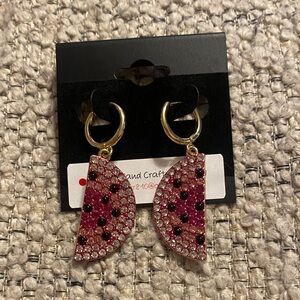 Sugarfix Elegant Pink and Gold Watermelon Earrings
